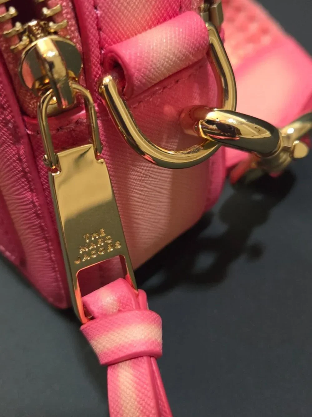Marc Jacobs The Snapshot Camera Fluoro Leather Crossbody Bag Pink Orange